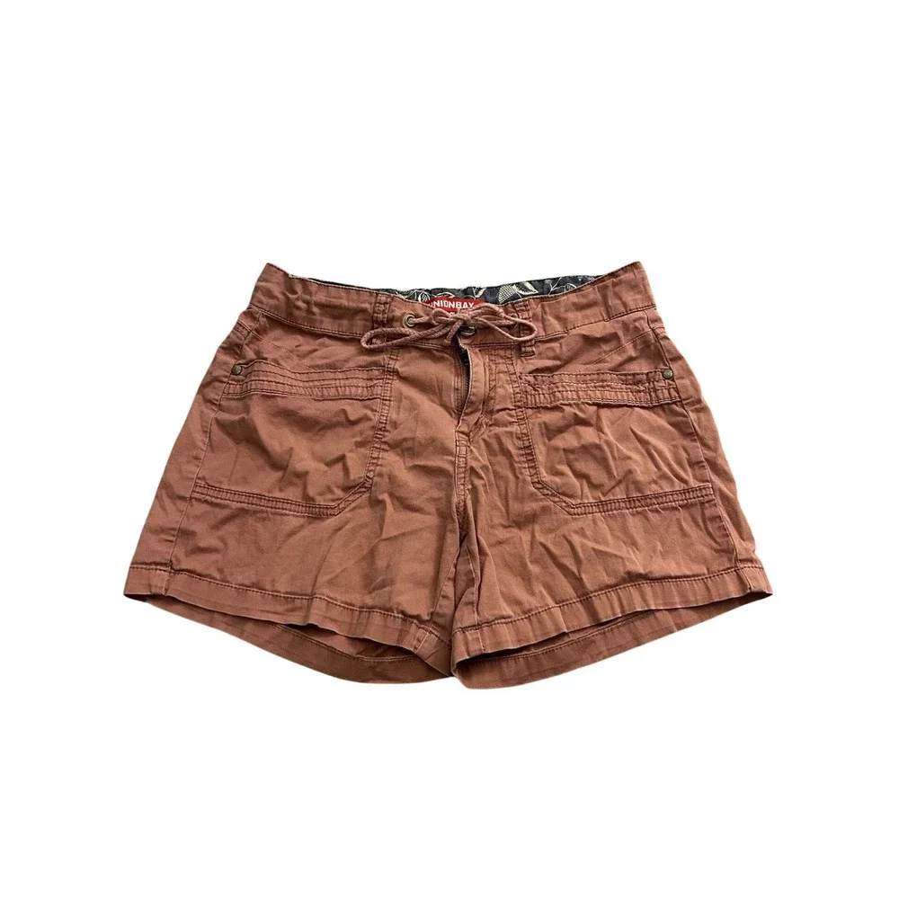 VTG Sexy Cargo Shorts Womens 5 Red Excellent Drawstring Utility Patch Pockets